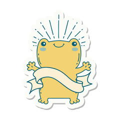 sticker of tattoo style happy frog