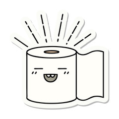 sticker of tattoo style toilet paper character