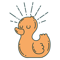 traditional tattoo style rubber duck