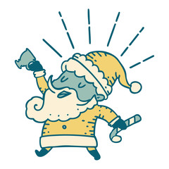 traditional tattoo style santa claus christmas character celebrating