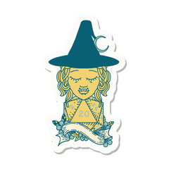 half orc mage with natural 20 dice roll sticker