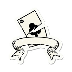 grunge sticker with banner of a torn card