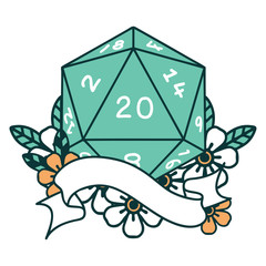 natural twenty D20 dice roll illustration