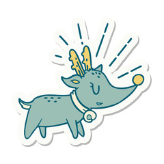 sticker of tattoo style christmas reindeer