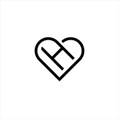 H letter  heart logo design vector image , love letter h logo , logo letter h love , logo line letter h love 