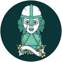 half orc fighter with natural 20 dice roll icon