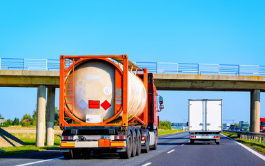 Tanker storage truck on highway in Poland reflex