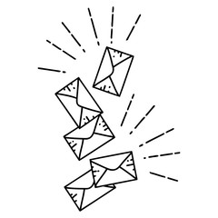 traditional black line work tattoo style falling letters