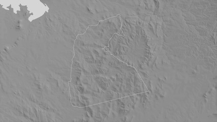 Kisii, Kenya - outlined. Grayscale