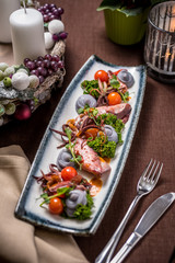 California squid with purple potato purée
