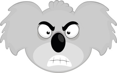 Vector illustration of the face of an angry koala