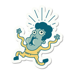 sticker of tattoo style frightened man