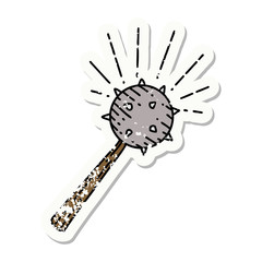 grunge sticker of tattoo style medieval mace