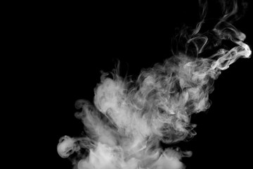 White isolated smoke on black background