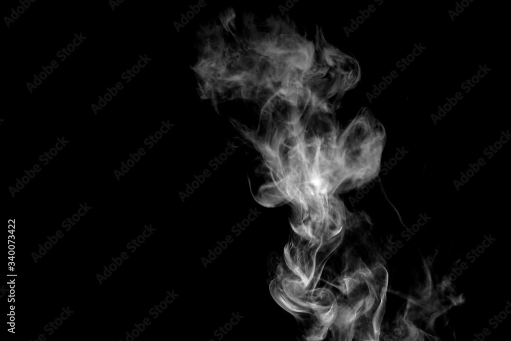 Wall mural white isolated smoke on black background