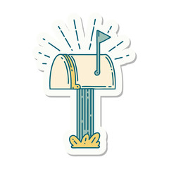 sticker of tattoo style closed mailbox