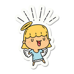 sticker of tattoo style singing angel