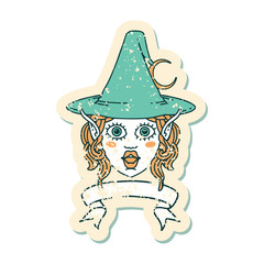 elf mage character face with banner illustration