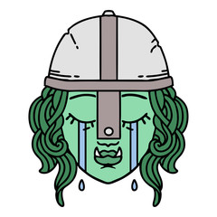 crying orc fighter character face illustration