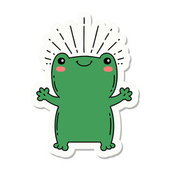 sticker of tattoo style happy frog