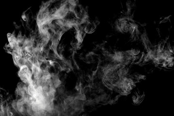 White isolated smoke on black background