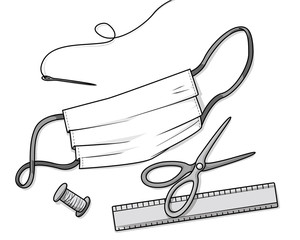 DIY Face Mask and tools for making one, Graycale