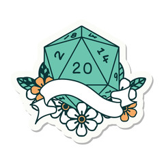 natural twenty D20 dice roll sticker