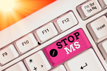 Conceptual hand writing showing Stop Ms. Concept meaning treat the condition that can affect the...