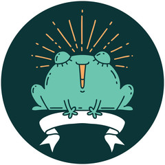 icon of tattoo style happy frog
