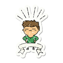 grunge sticker of tattoo style happy man