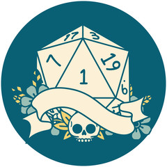 natural one d20 dice roll illustration