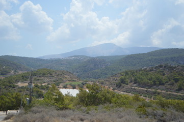 mountain landscape with blue sky in Rhodes