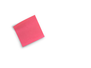 Red paper sticky sticker for your messages on a white, isolated background. Reminder