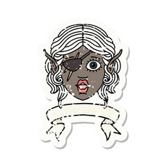 elf rogue character face with banner illustration