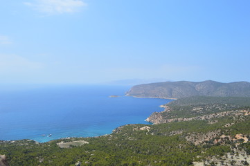 view of the sea and mountains in Rhodes