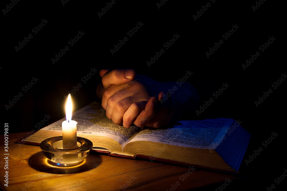 Sticker hands folded in prayer over scriptures - Stickers