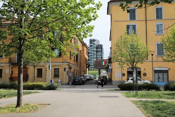 Naklejka premium milan empty - without people - health emergency from coronavirus covid-19