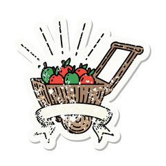 grunge sticker of tattoo style wagon of apples