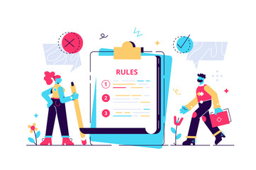 Rules concept. Regulations checklist persons