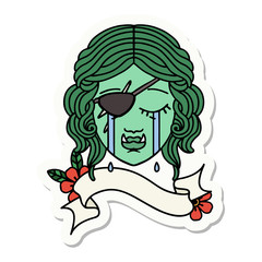 crying orc rogue character face sticker