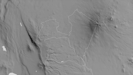 Nyeri, Kenya - outlined. Grayscale