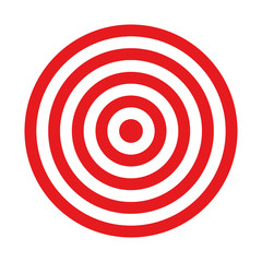 Red and white target. Hunting, shooting sport or achievement symbol. Simple vector icon