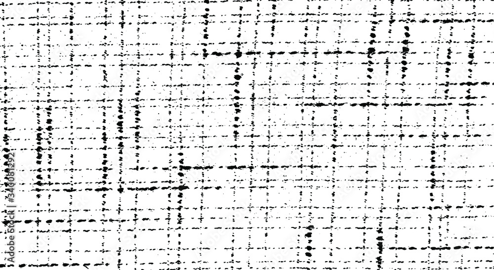 Poster Distressed fabric texture. Vector texture of weaving fabric. Grunge background. Abstract halftone vector illustration. Overlay for interesting effect and depth. Black isolated on white background.