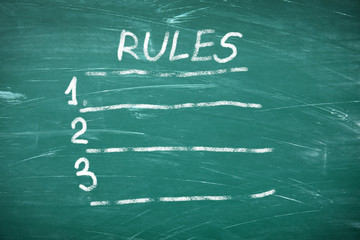 Chalkboard with list of rules as background