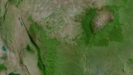 Nyeri, Kenya - outlined. Satellite