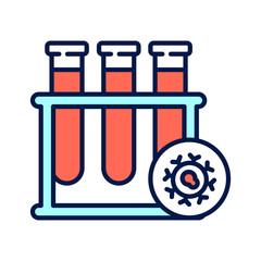 Blood in test tube color line icon. Oncology medical research. Laboratory diagnostics. Isolated vector element. Outline pictogram for web page, mobile app, promo.