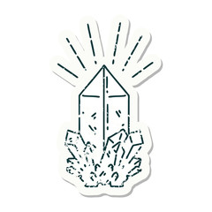 Obraz premium grunge sticker of tattoo style quartz crystal