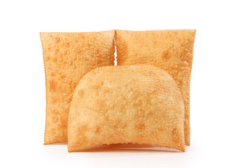 Crunchy pastry, Brazilian snack, on white background