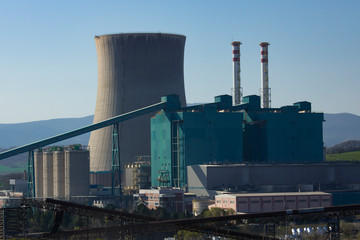 Coal-fired thermal power plant. There is no smoke in the chimney.