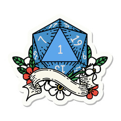 natural one d20 dice roll sticker